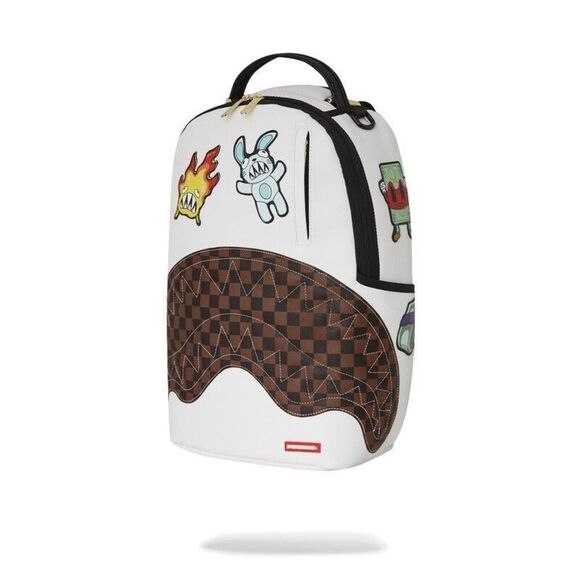 Sprayground Paris Patch Unisex White Zip Pockets Adjustable Strap Backpack SPK9 - Picture 1 of 12